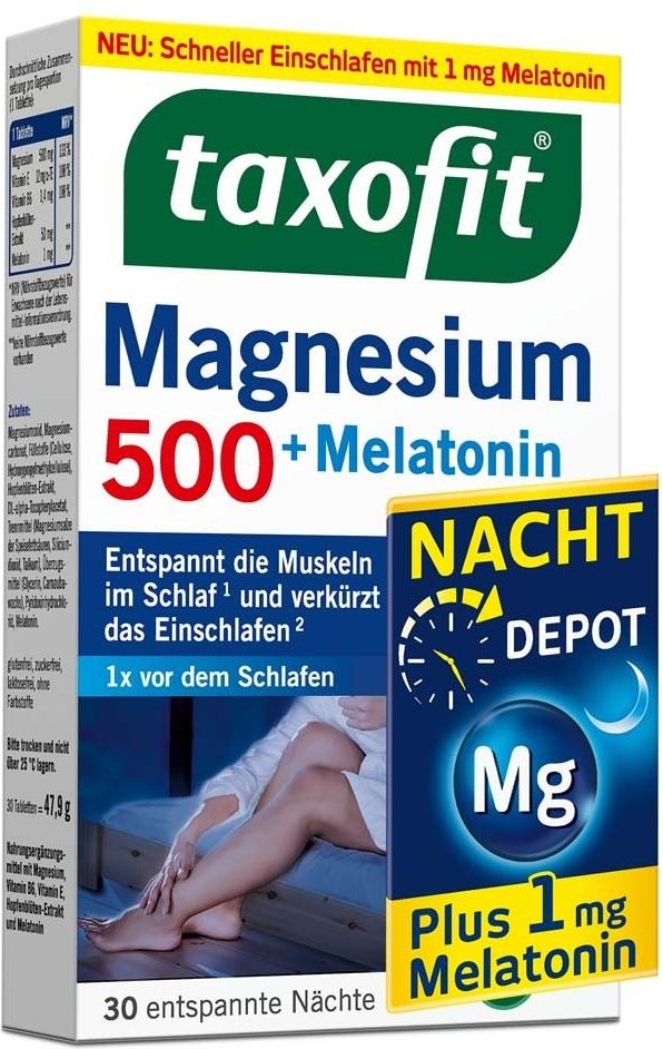 Taxofit Magnesium 500 Nacht + Melatonin Tabletten