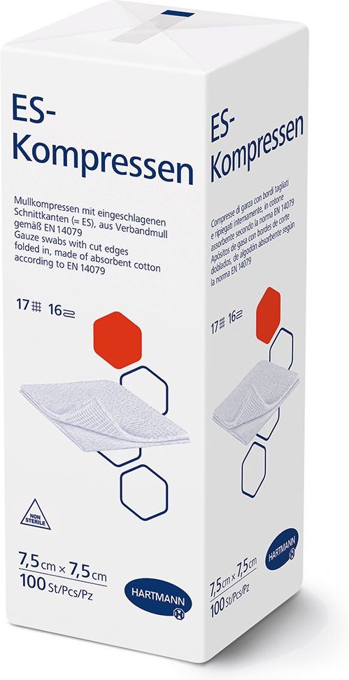 Es-Kompressen unsteril 7,5x7,5 cm 16fach 100 St Kompressen