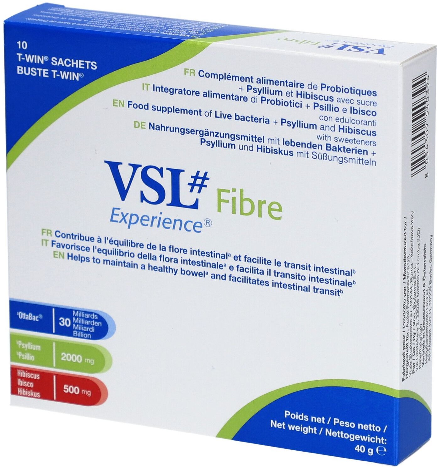 VSL Fibre hochdos.Bakterien m.Psyllium+Hibiskus 10 St Beutel