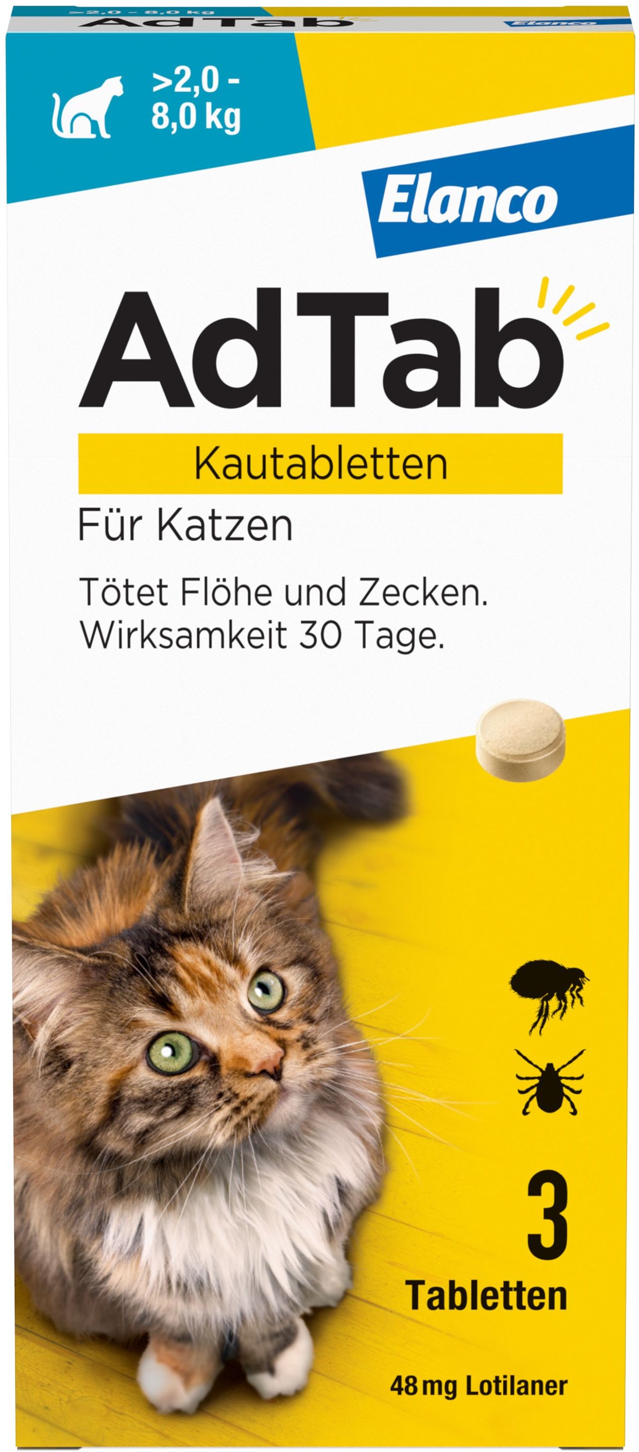 Thumbnail - Adtab 48 mg Kautabletten für Katzen >2-8 kg 3 St