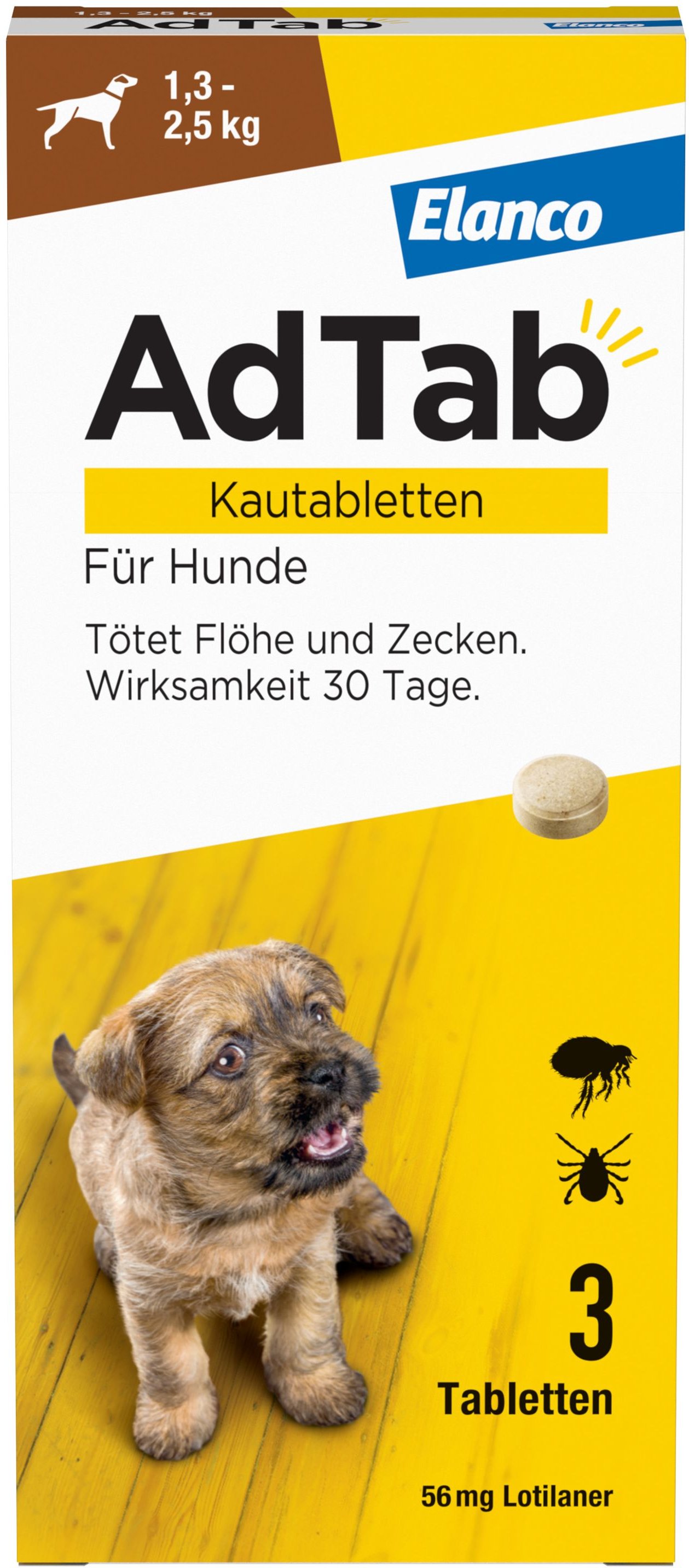 Thumbnail - Adtab 56 mg Kautabletten für Hunde 1,3-2,5 kg 3 St