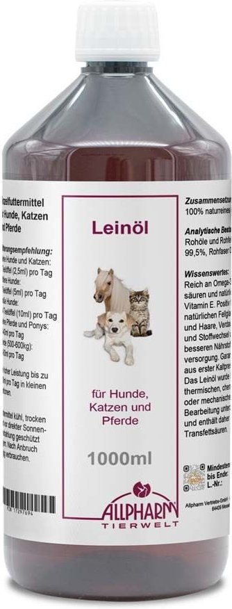 Leinöl Kaltgepresst f.Haustiere und Pferde 1000 ml Öl