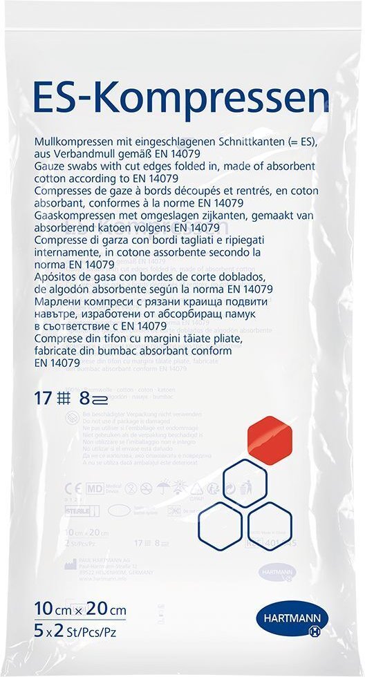 Es-Kompressen steril 10x20 cm 8fach 5x2 St Kompressen