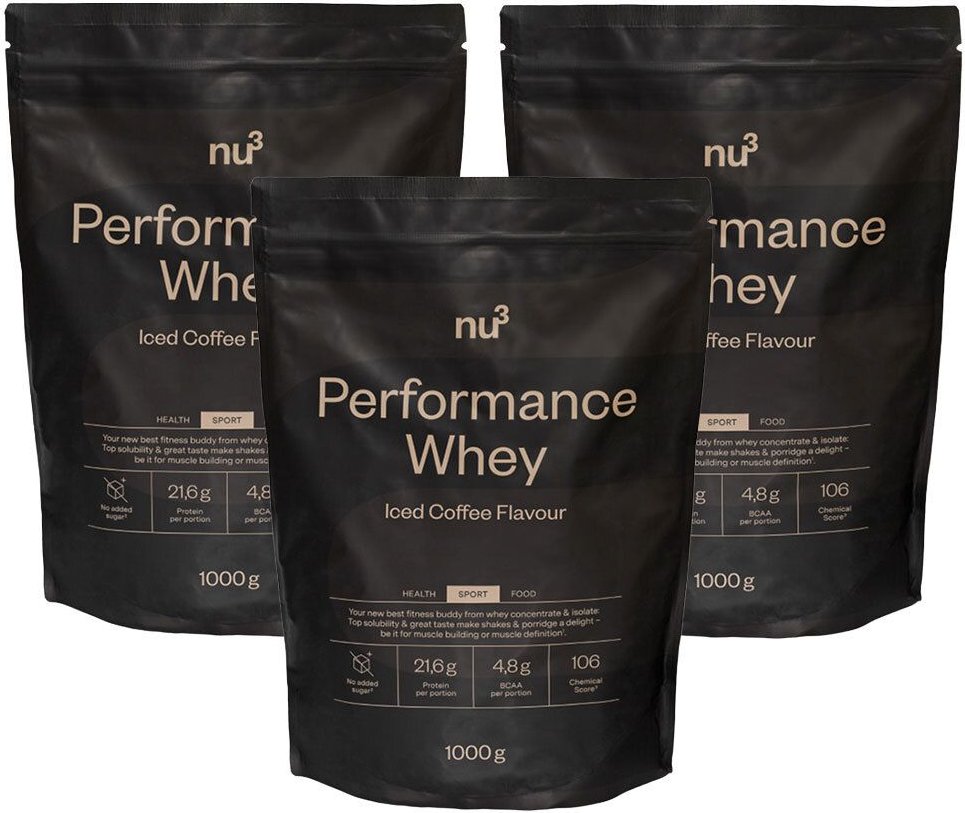 nu3 Performance Whey, Iced Coffee, Pulver 3er-Set 3x1000 g