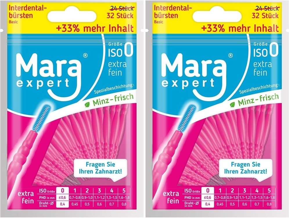 Mara ExPERT Basic Interdentalbürste ISO 0 - Pink 24 + 6 Stück x2 2x24+6 St Zahnbürste
