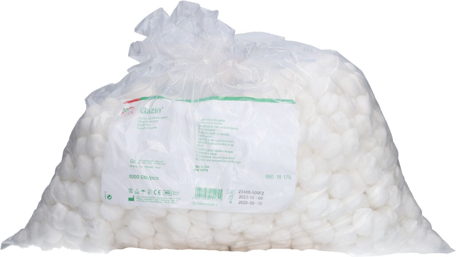 Gazin Tupfer walnussgr.unsteril o.RK 1000 St