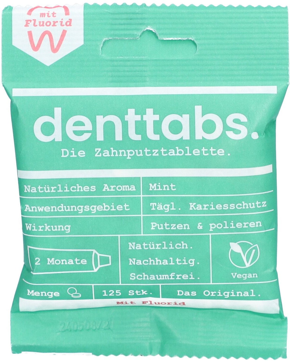 Denttabs Zahnputztabletten stevia-mint m.Fluorid 125 St Tabletten