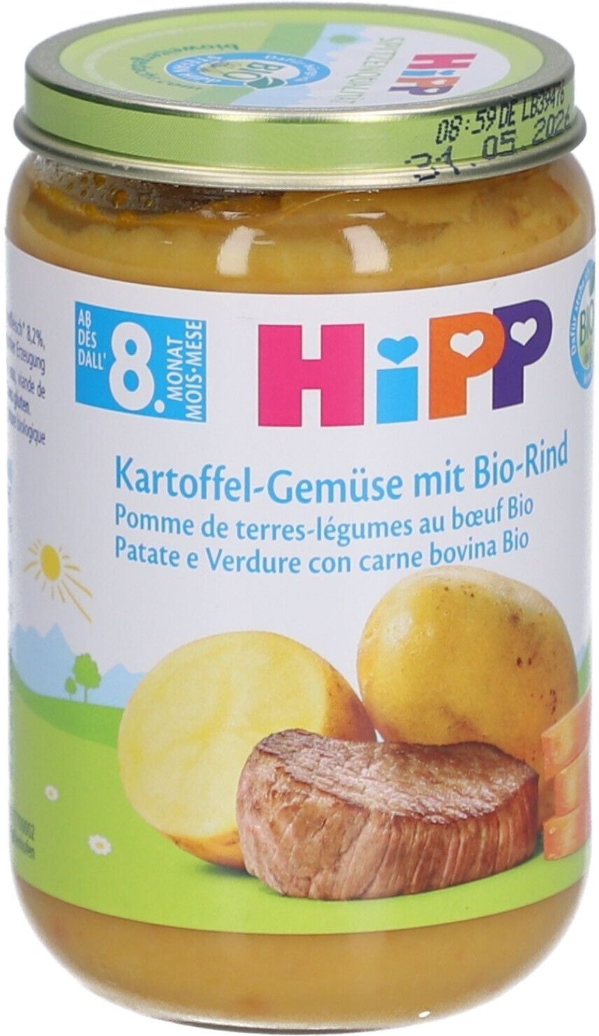 HiPP Gemüsekartoffeln Bio-Rindfleisch ab 8 Monaten x4 4x220 g