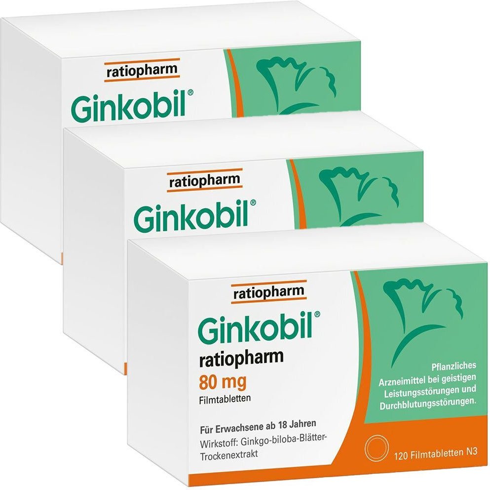 Ginkobil Ratio 80Mg FTA 3er-Pack 3x120 St Filmtabletten