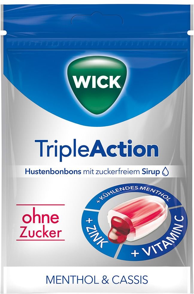 Wick TripleAction Menthol & Cassis o.Zucker Bon. 72 g Bonbons