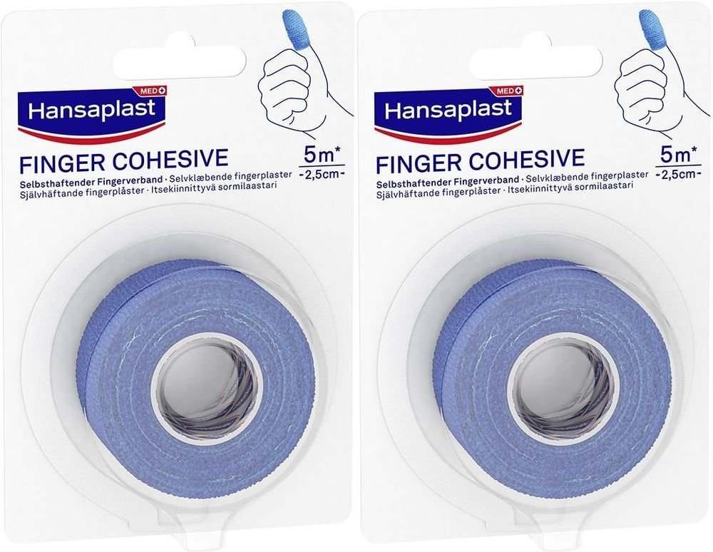 Hansaplast Fingerverb.selbsthaft.2,5 cmx5 m blau 2x 2x1 St Pflaster