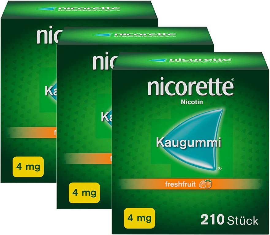 Nicorette 4MG Freshfruit 3er-Pack 3x210 St Kaugummi