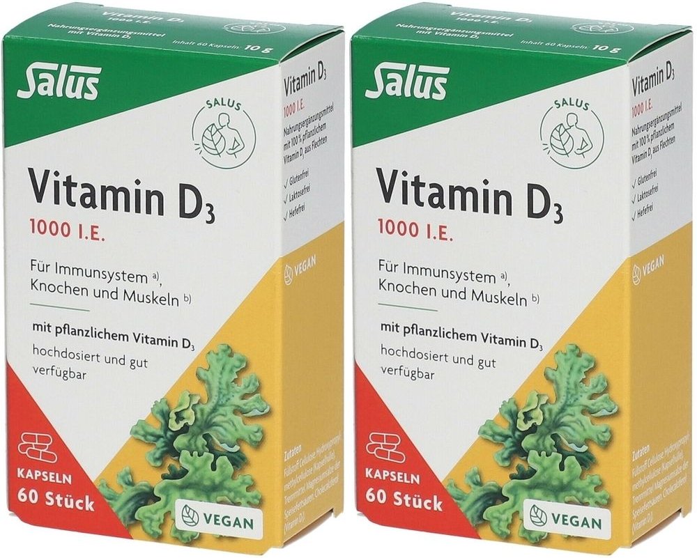Vitamin D3 1000 I.e. vegan Kapseln Salus 2x 2x60 St