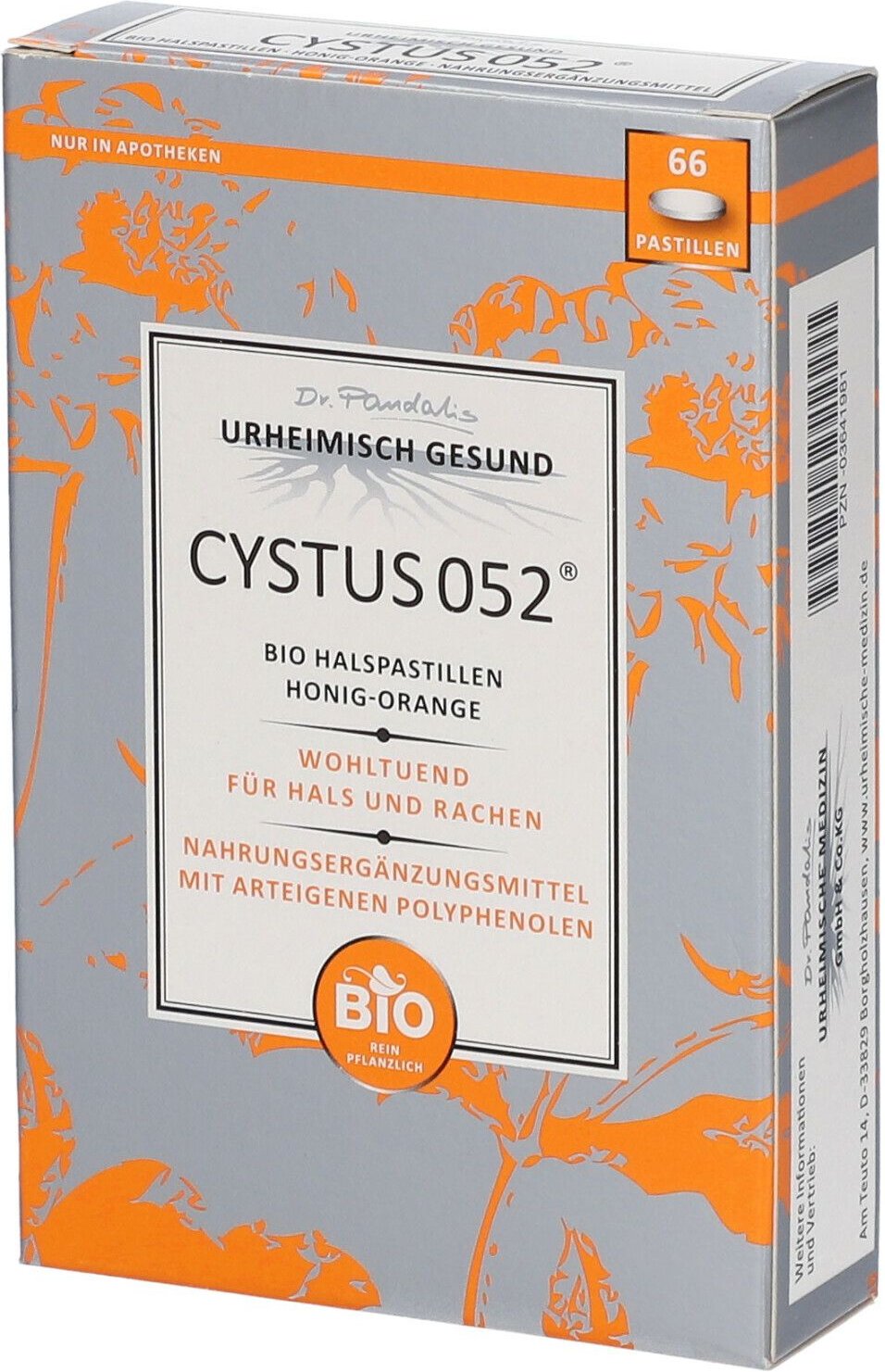 Cystus 052 Bio Halspastillen Honig Orange 66 St Pastillen