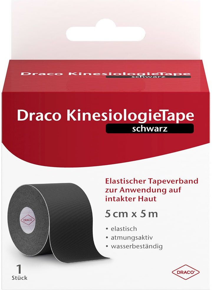 Draco Kinesiologietape 5 cmx5 m schwarz 1 St Verband