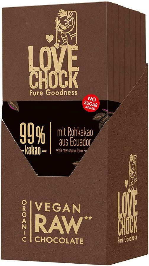 Lovechock Extreme Dark, 99 % Kakao Bio 8x70 g Schokolade