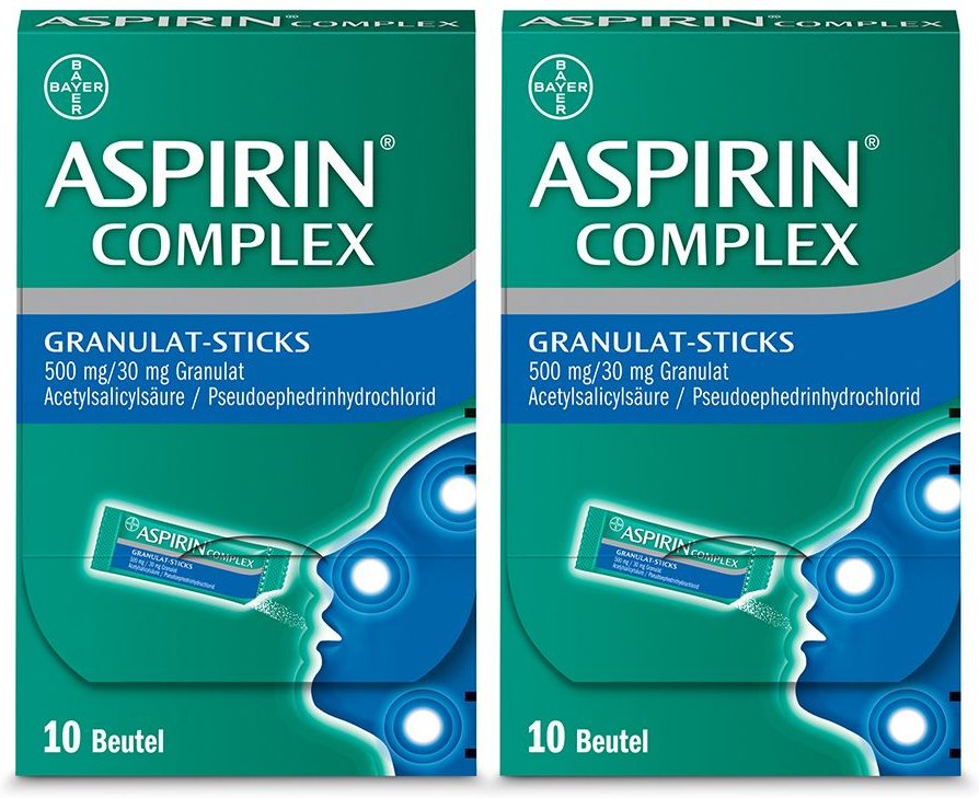 2x Aspirin Complex Granulat-Sticks 500mg/30 mg 2x10 St Granulat