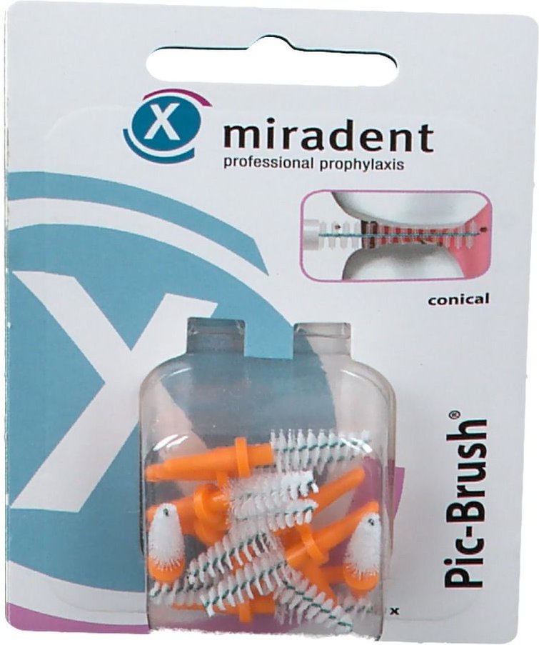 Miradent Interd.Pic-Brush Ersatzb.konisch orange 12 St Zahnbürste