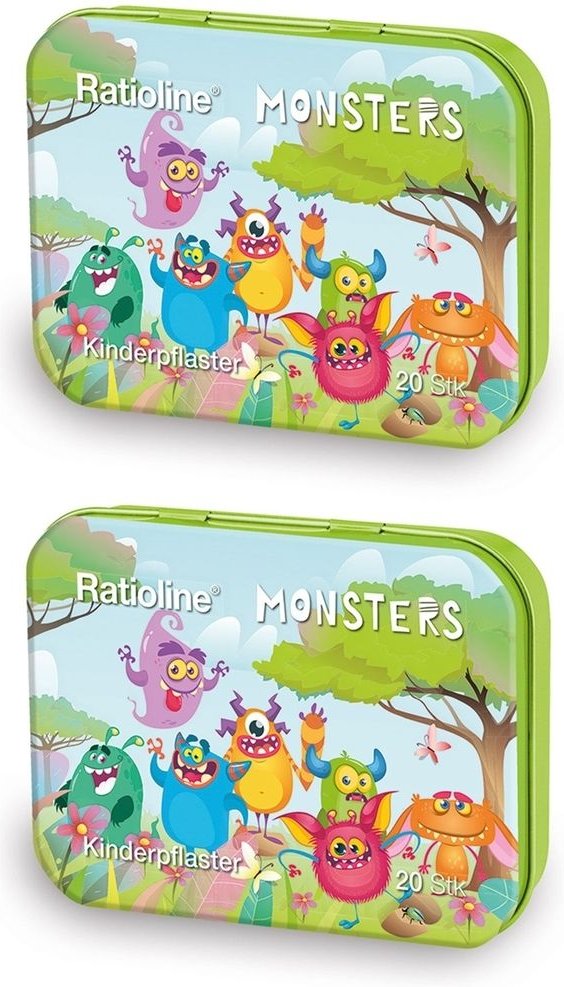 Ratioline Kinderpflaster Strips 3 Größen Blechbox 2x 2x20 St Pflaster