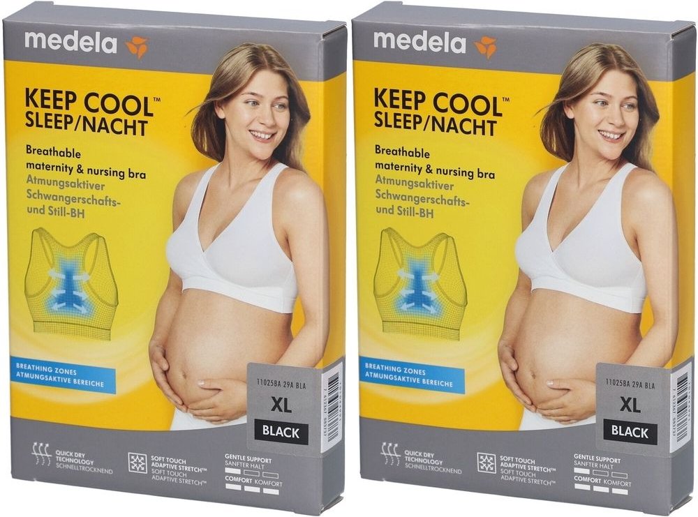 Medela Keep Cool Schlaf BH XL schwarz 2x 2x1 St