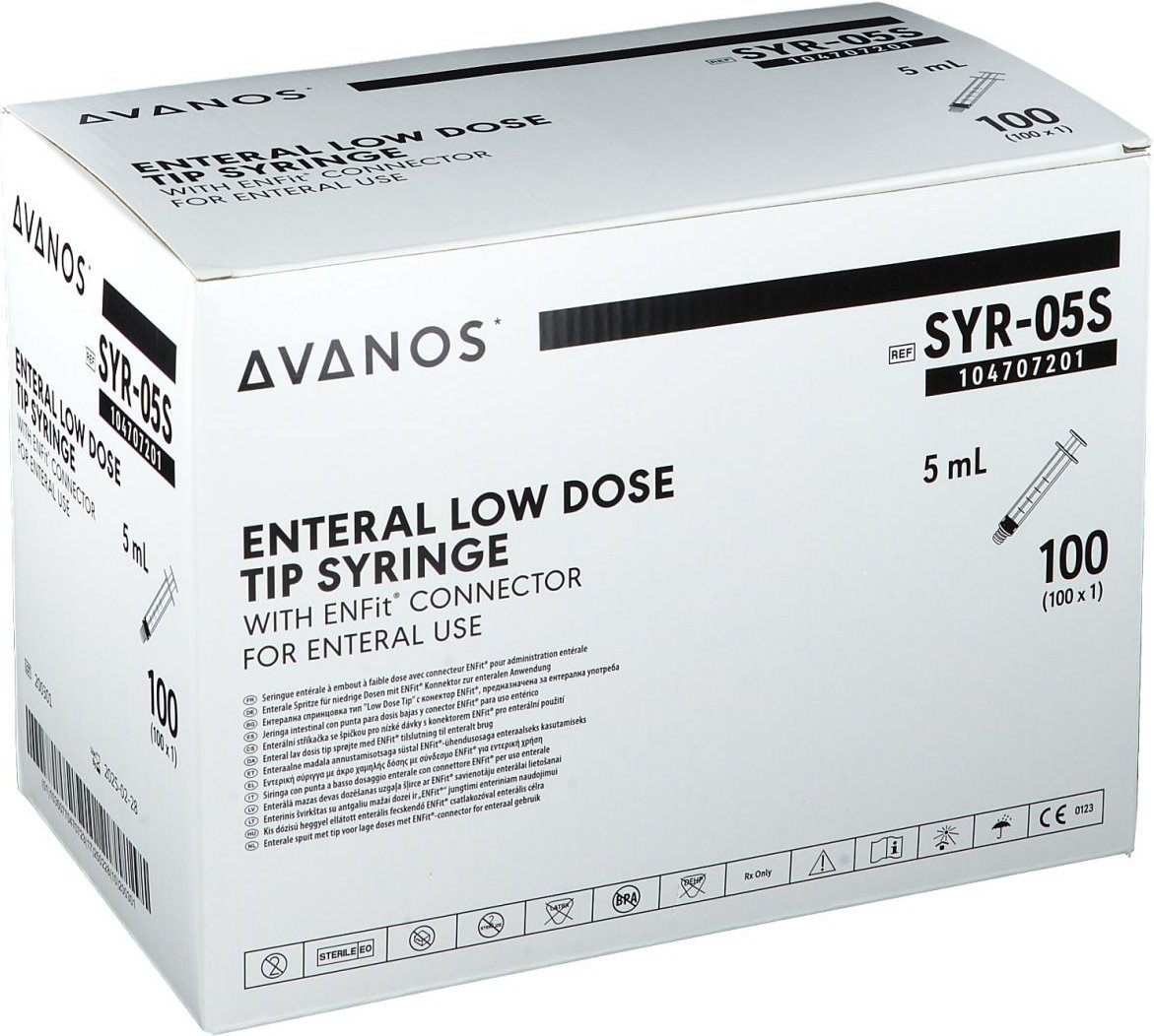 Enfit Spritze 5 ml mit Low-Dose-Tip 100 St Spritzen