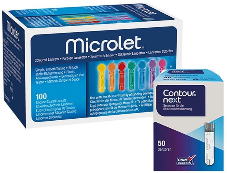 Thumbnail - Microlet Lanzetten & Contour Next Sensoren Teststreifen 100+50 St