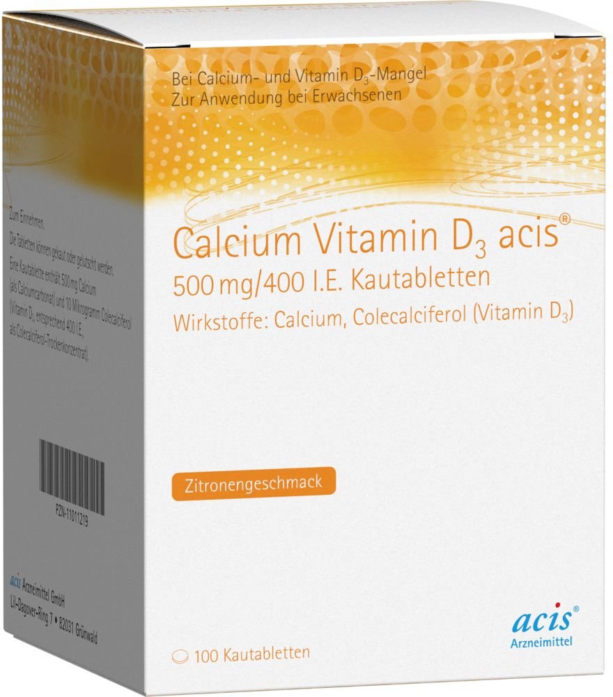 Calcium Vitamin D3 acis 500 mg/400 I.e. Kautabl. 100 St Kautabletten
