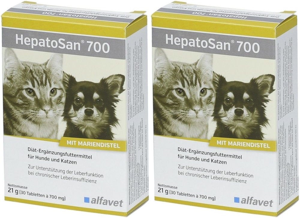 Hepatosan 700 Diät-Erg.Futterm.Tab.f.Hund/Katze 2x 2x30 St Tabletten