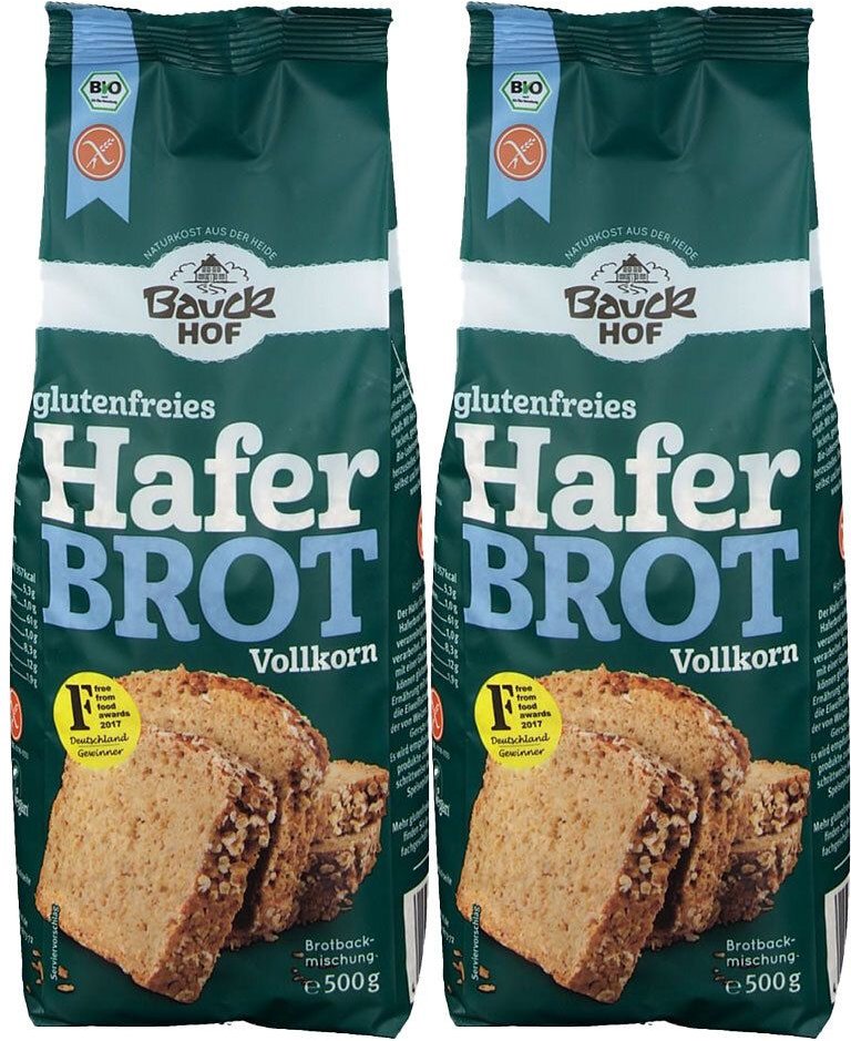 Bauckhof Bio Glutenfreies Haferbrot, Mehl 2x500 g Pulver
