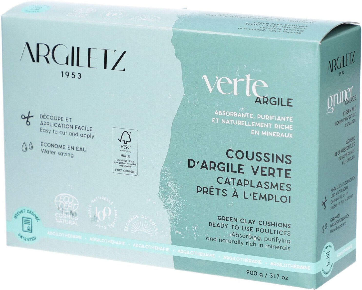 Argiletz Argile Verte Coussin D'argile - Cataplasme d'argile verte, prêt à l'emploi. b 900 g Kissen