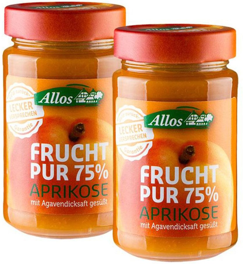 Allos Bio Frucht Pur 75 %, Aprikose 2x250 g Creme