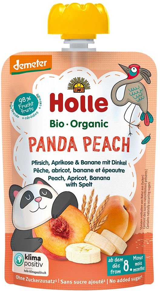 Holle Panda Peach Pouchy Pfir Apri Bana Dink 100 g Bio Trinklösung