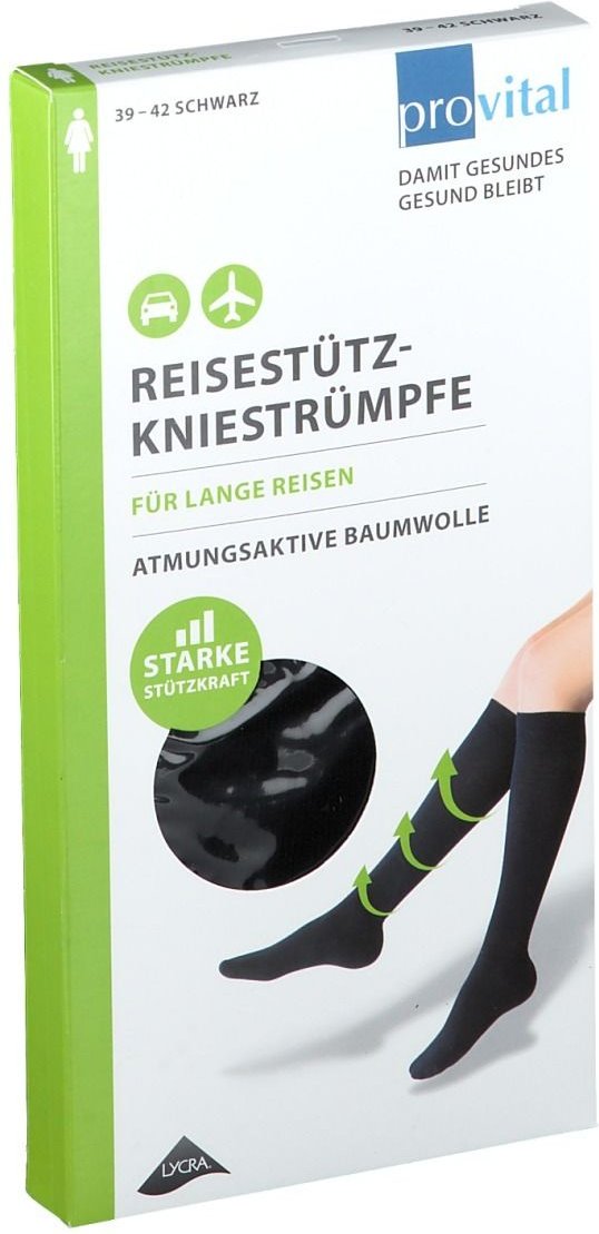 Provital Reisekniestrümpfe Gr.39-42 schwar.Baumw. 2 St Sonstige