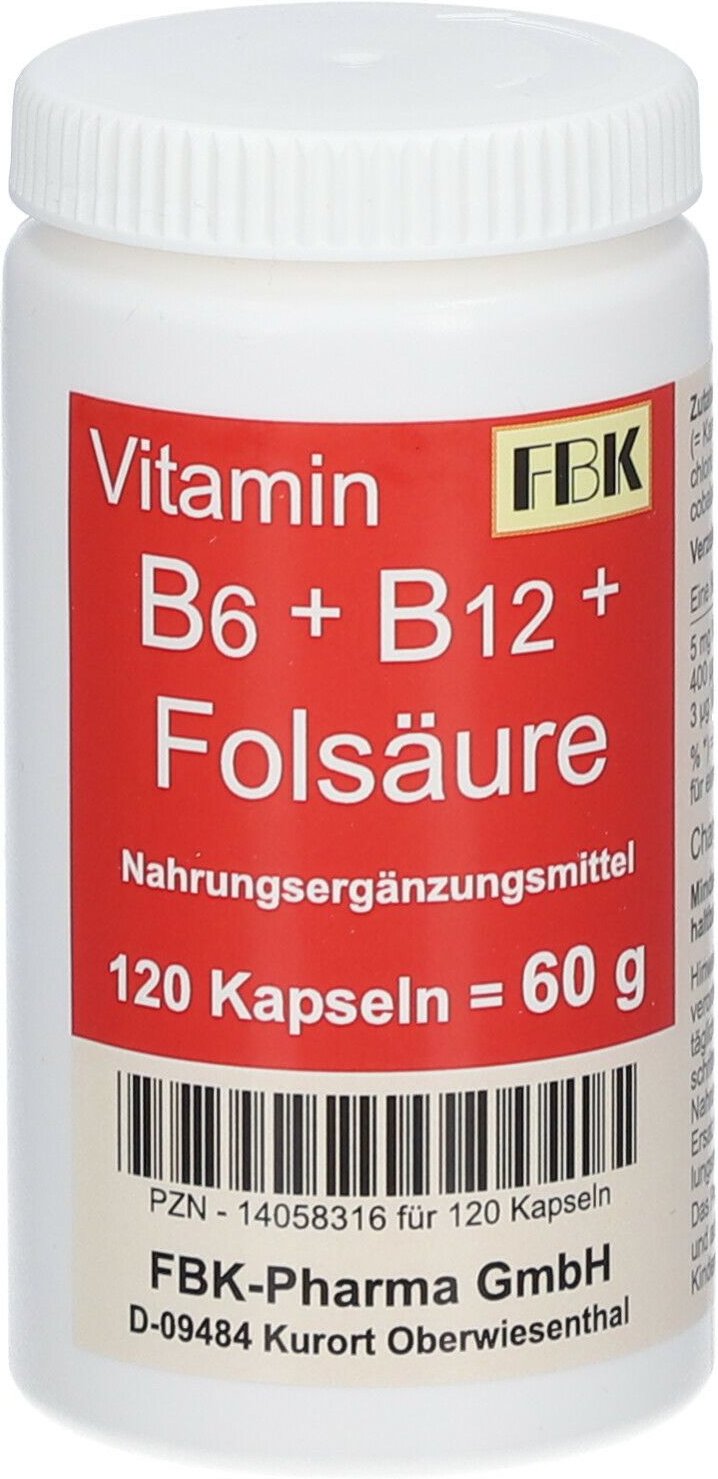 Vitamin B6+B12+Folsäure Kapseln 120 St