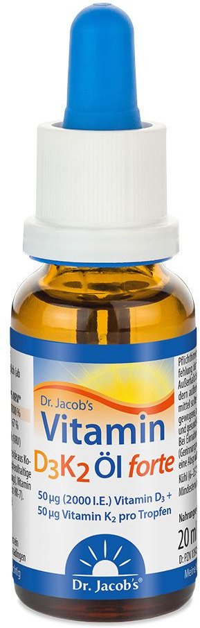 Vitamin D3K2 Öl forte 2000 I.e. D3+K2 Dr.Jacob's 20 ml Tropfen zum Einnehmen