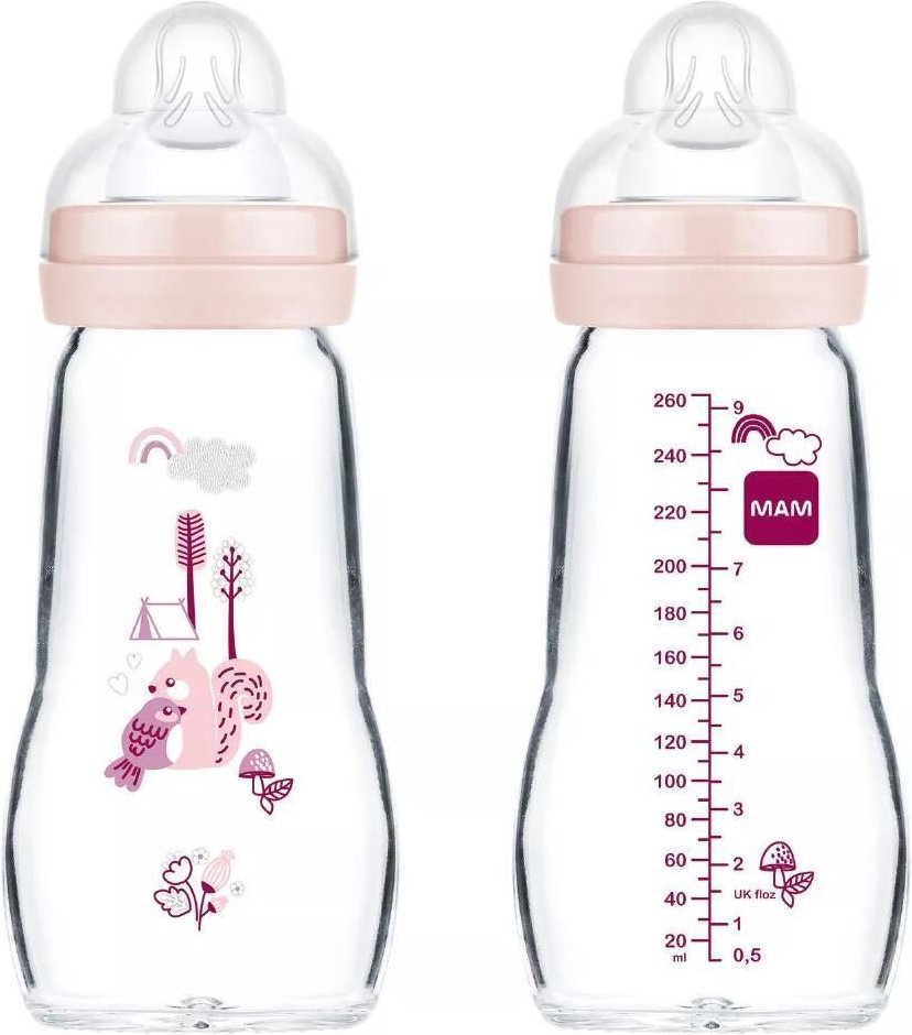 MAM Feel Good Zuigfles Glass Matt Girl 2 Maanden+ 260 ml Flaschen