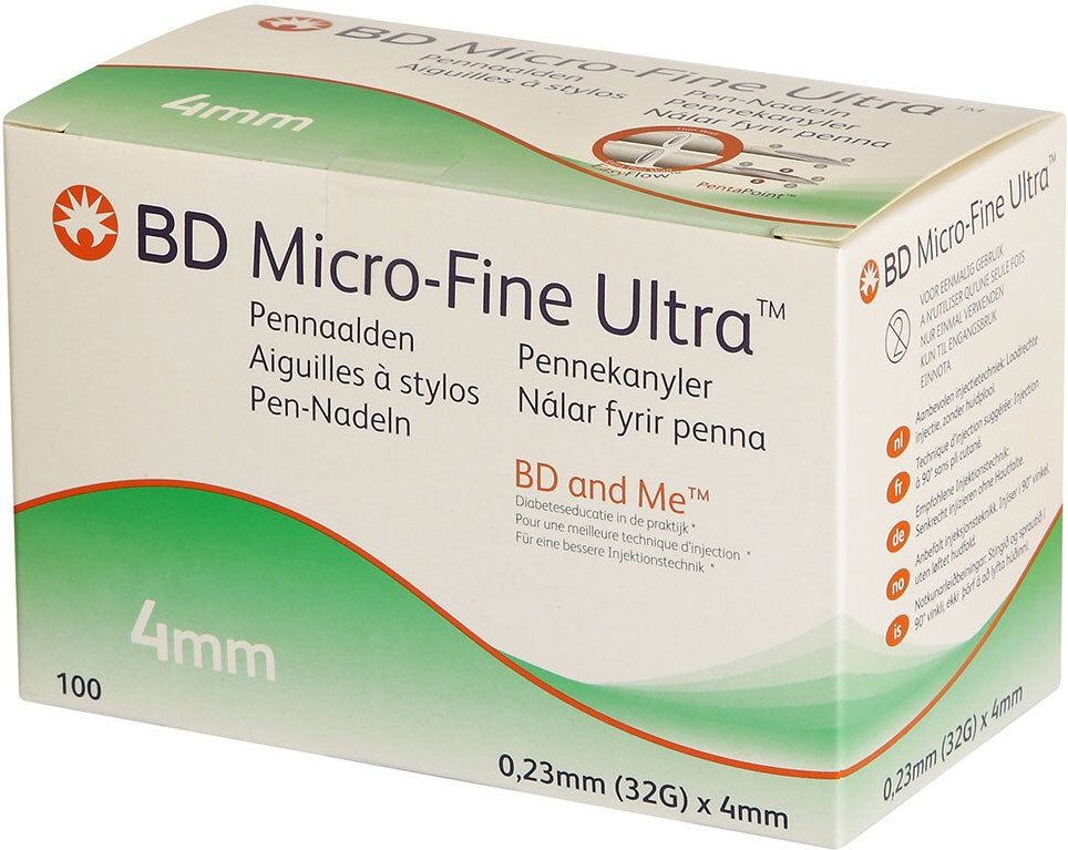 BD Micro-Fine Ultra Pro Pen-Nadeln 0,23x4 mm 32 G 100 St Kanüle