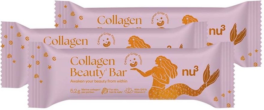 nu3 Collagen Beauty Bar Caramel-Crisp Flavour x3 3x40 g Riegel