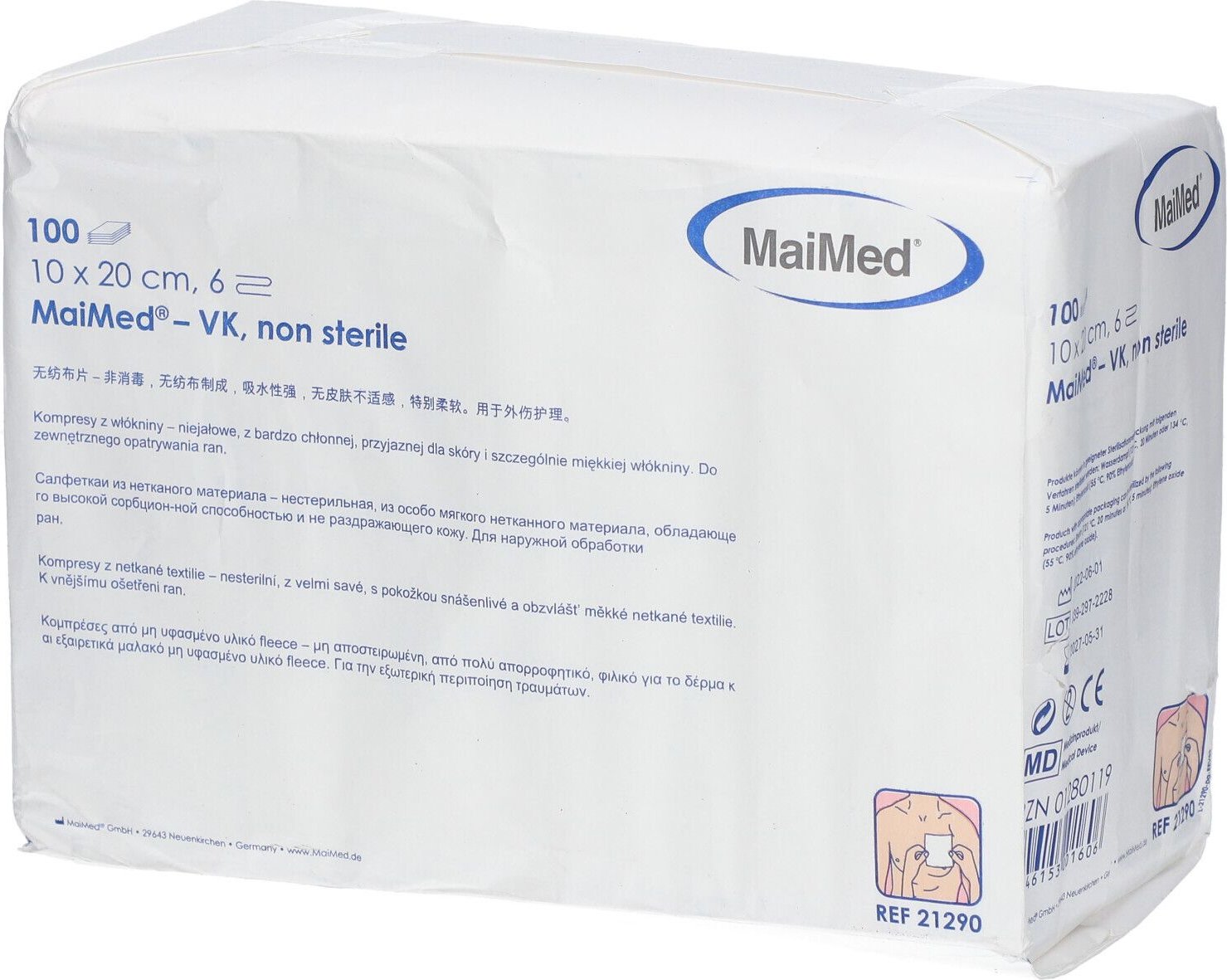 Vlieskompressen unsteril 10x20 cm 6fach 100 St Kompressen