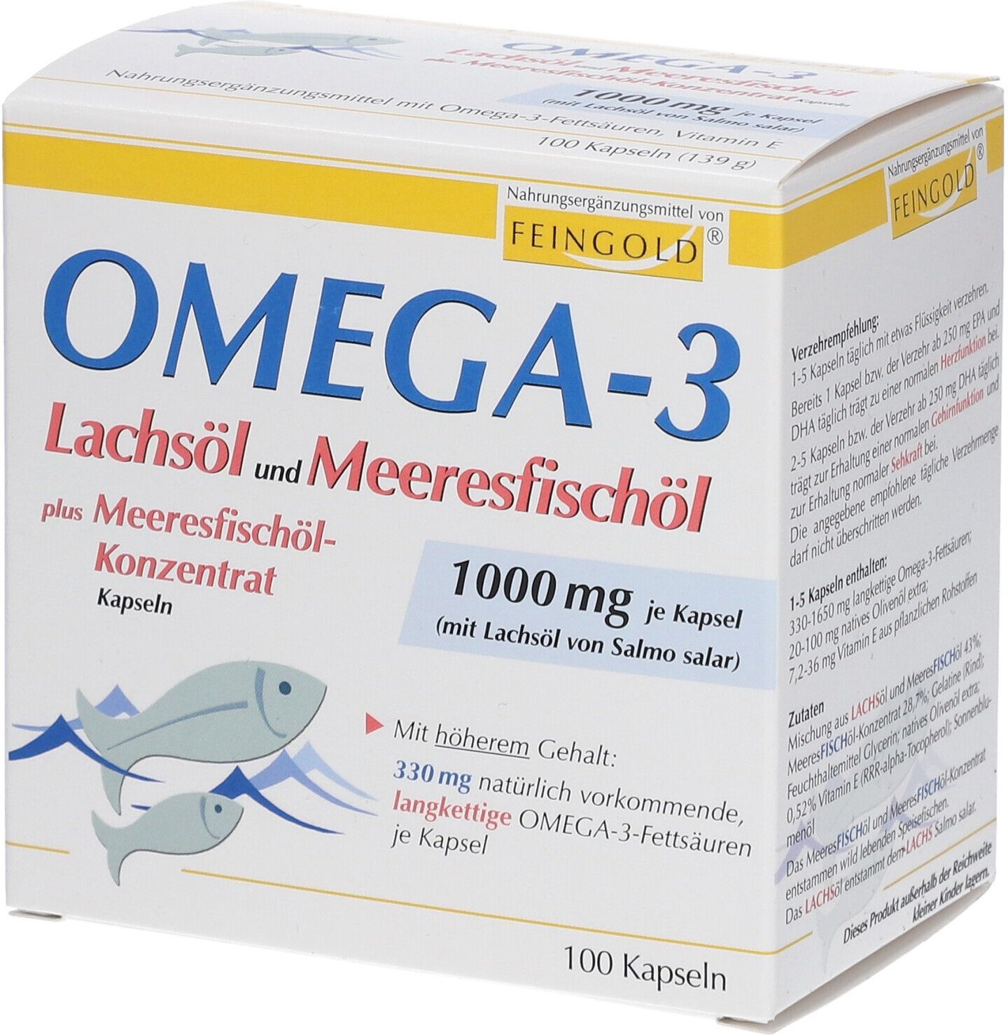 Omega-3 Lachsöl und Meeresfischöl Kapseln 100 St