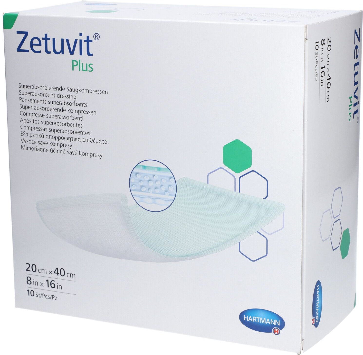 Zetuvit Plus extrastarke Saugkompr.steril 20x40 cm 10 St Kompressen