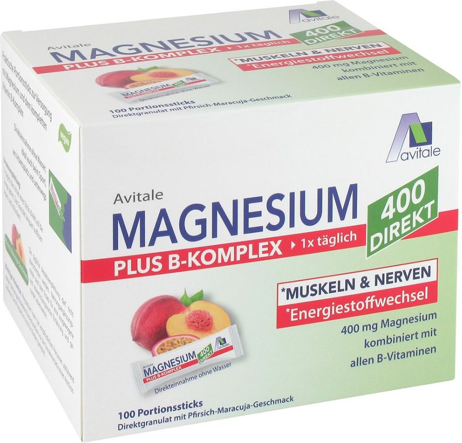 Magnesium 400+B-Komplex direkt Pfir.Mar.Gra.Sticks 100x2,5 g Granulat