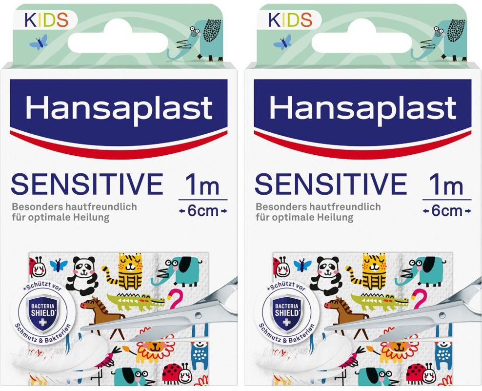 2x Hansaplast Sensitive Kinder Pflaster 6 cmx1 m 2x1 St