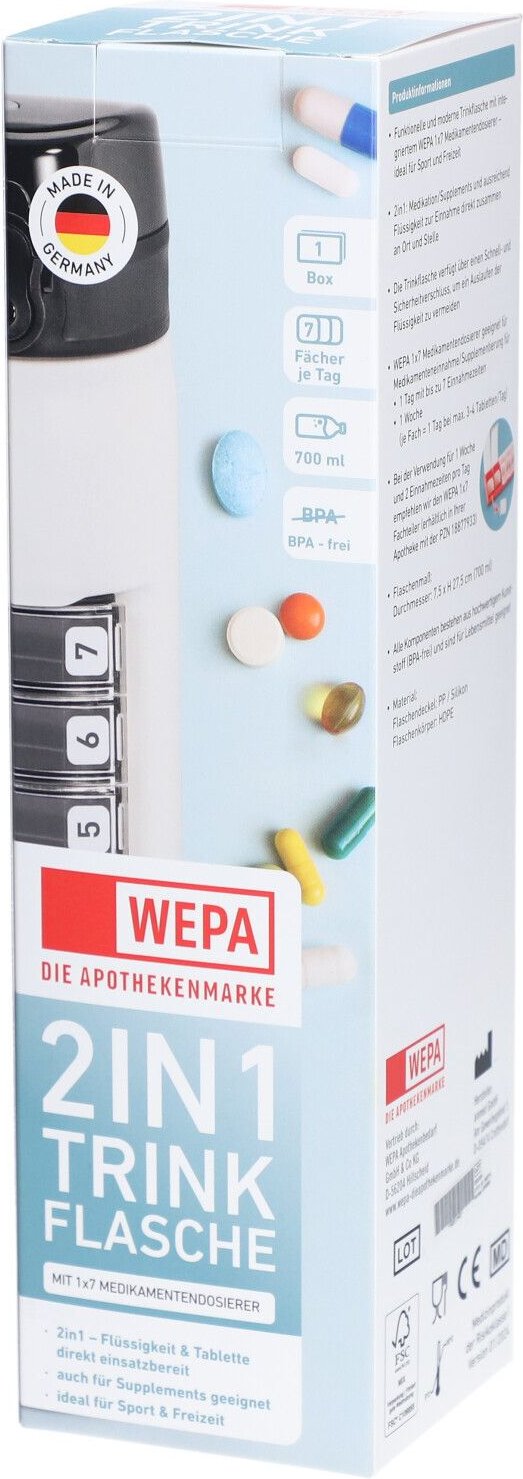 Wepa 2in1 Trinkflasche mit 1x7 Dosierer weiß 1 St Flaschen