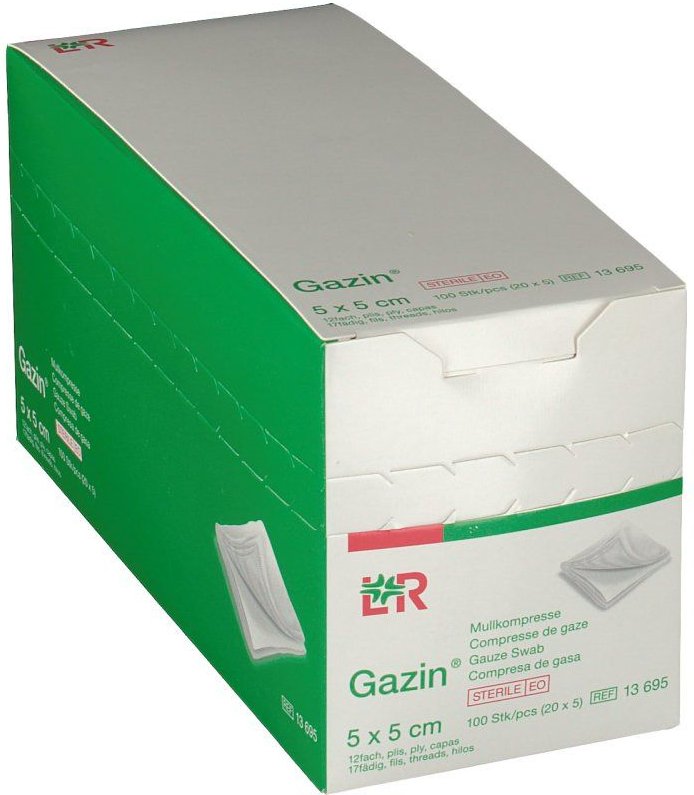 Gazin Mullkomp.5x5 cm steril 12fach 20x5 St Kompressen