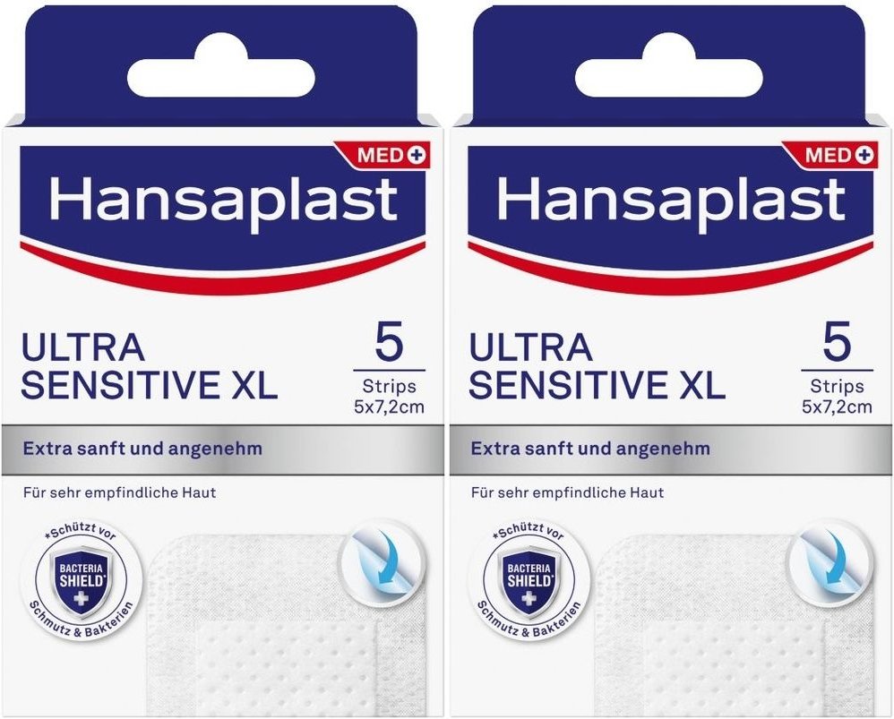 Hansaplast Ultra Sensitive Wundverband 5x7,2 cm XL 2x 2x5 St Pflaster