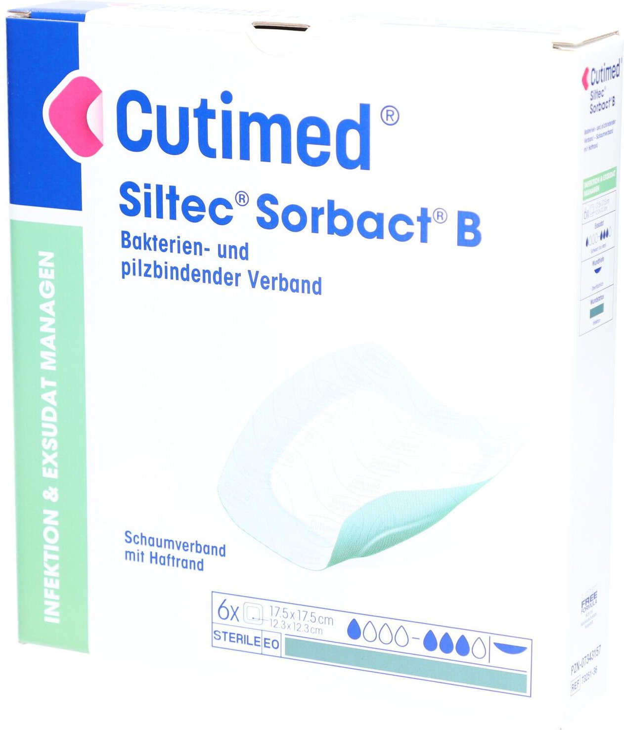 Cutimed Siltec Sorbact B PU-Verb.17,5x17,5cm 6 St Kompressen
