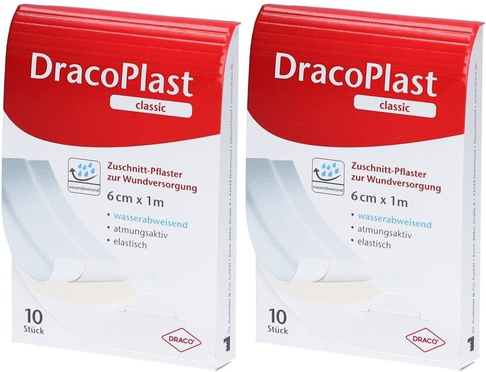 Dracoplast Classic Pflaster 6 cmx1 m weiß 2x 2x1 St