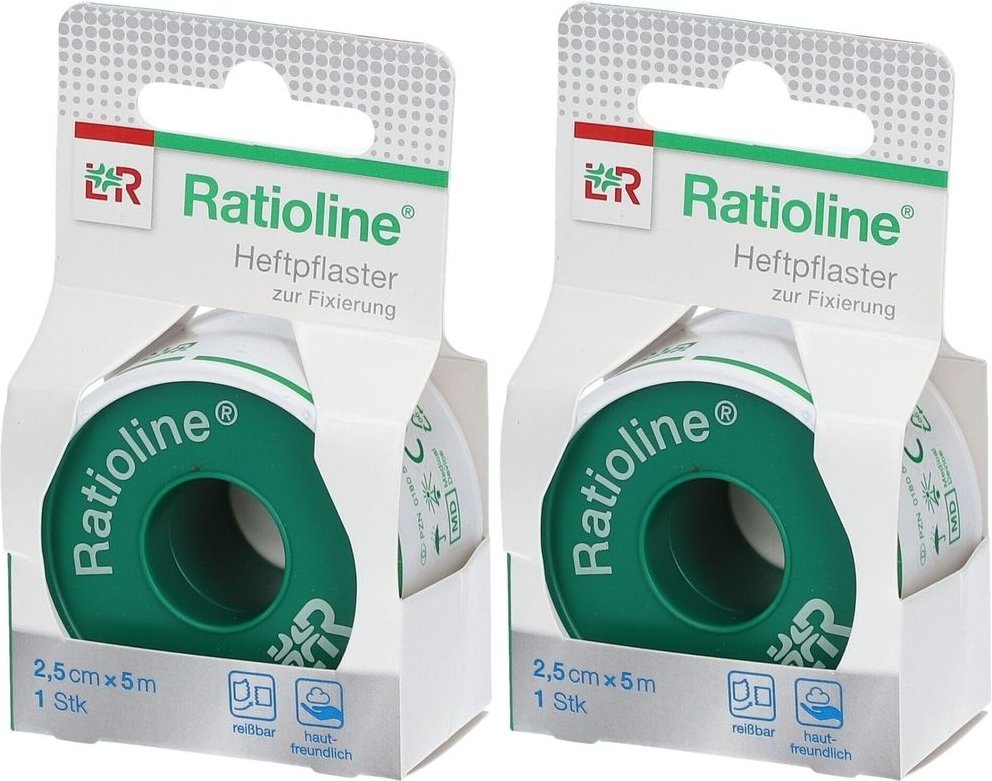 Ratioline acute Heftpflaster 2,5 cmx5 m 2x 2x1 St Pflaster