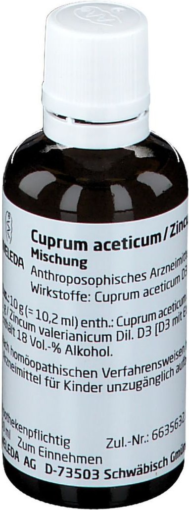 Cuprum ACETICUM/Zincum valerianicum Mischung 50 ml